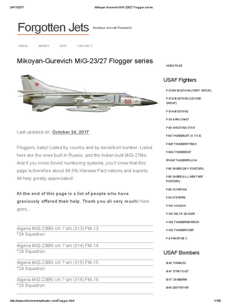 Mikoyan-Gurevich MiG-23 - 27 Flogger Series | PDF | Military Aircraft ...