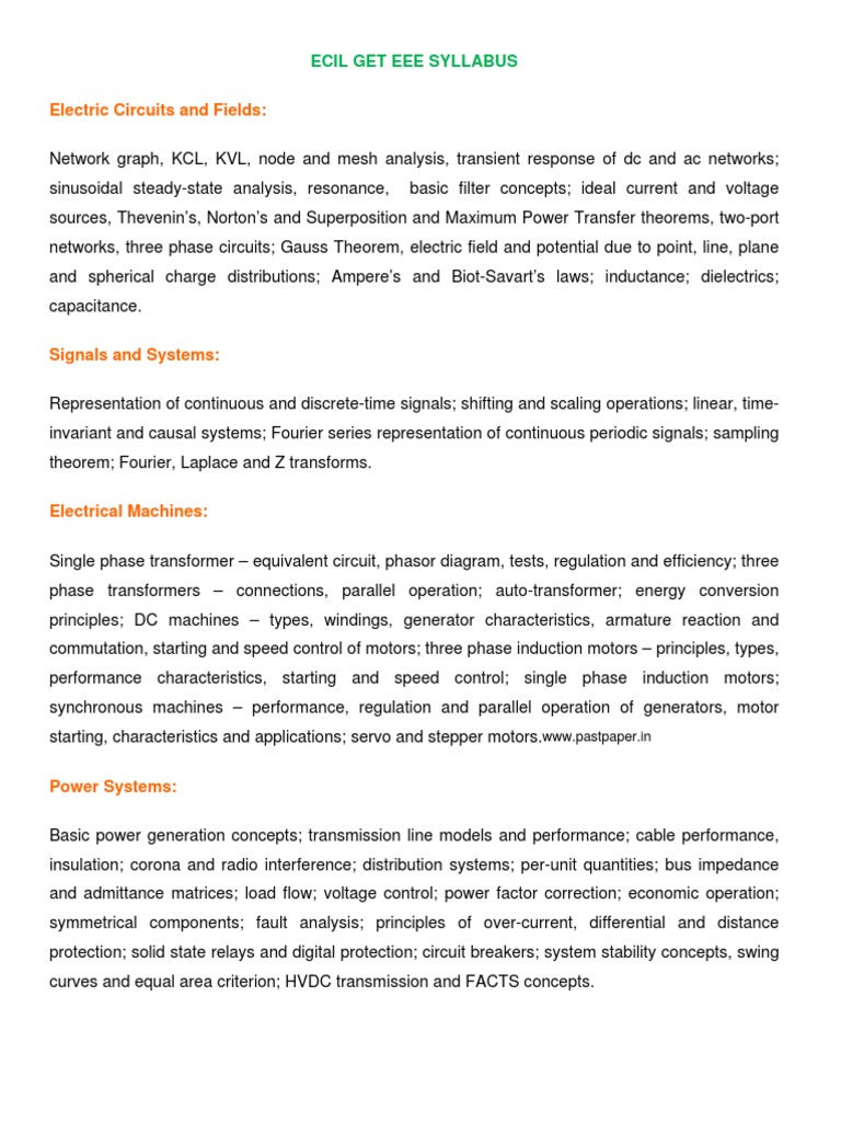 Ecil Eee and Eie Syllabus PDF Electronic Circuits Electronics