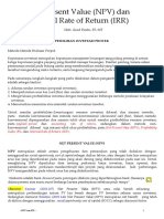 Net Present Value (NPV) Dan Internal Rate of Return (IRR)