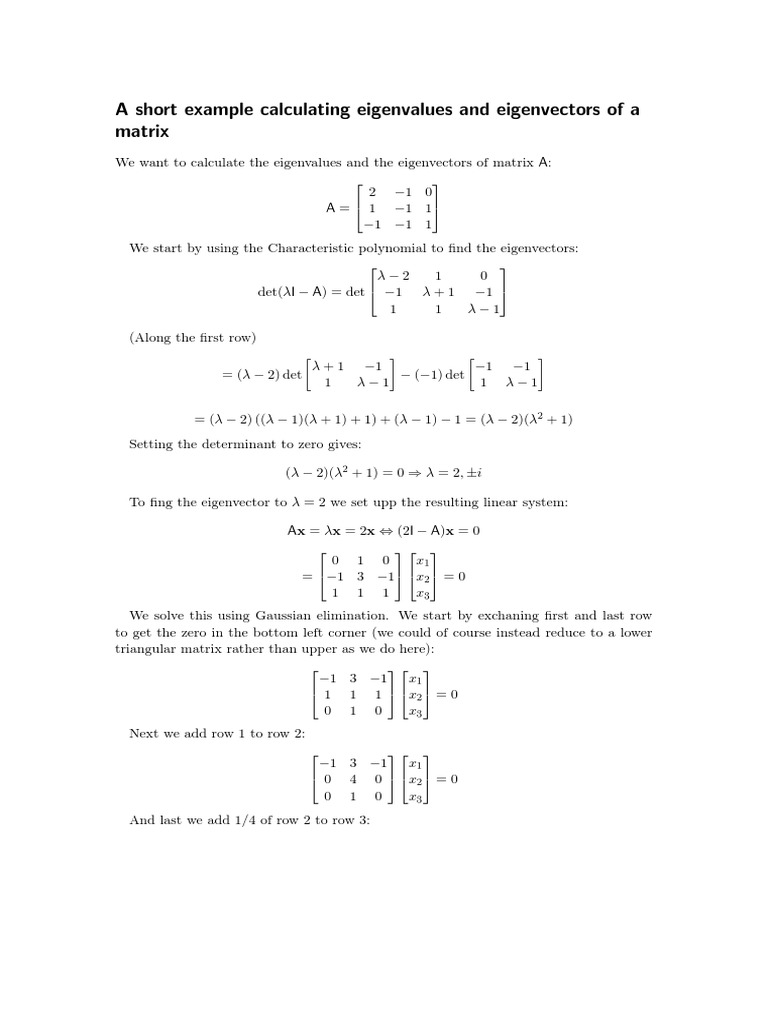 Eigen Calculation | PDF | Eigenvalues And Eigenvectors | Matrix ...