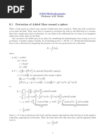 0.1 Derivation of Added Mass Around A Sphere: 2.016 Hydrodynamics