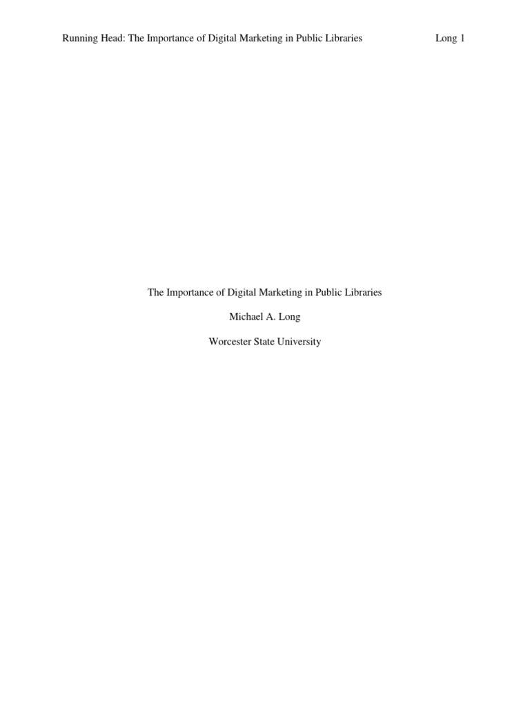The Importance of Digital Marketing in Public Libraries | PDF ...