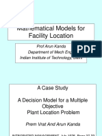 Mathematical Models For Facility Location: Prof Arun Kanda Department of Mech Engg Indian Institute of Technology, Delhi