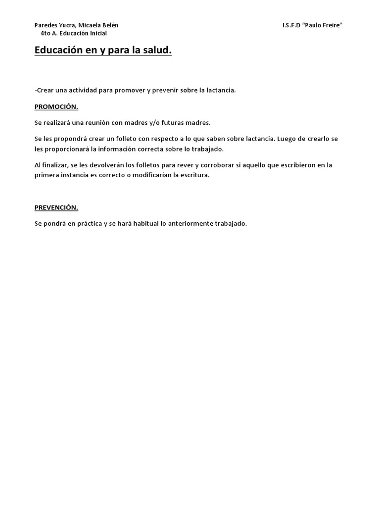 Educación en y para La Salud | PDF