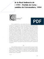 CORIA en El Interrogatorio de La Real Audiencia de Extremadura de 1791