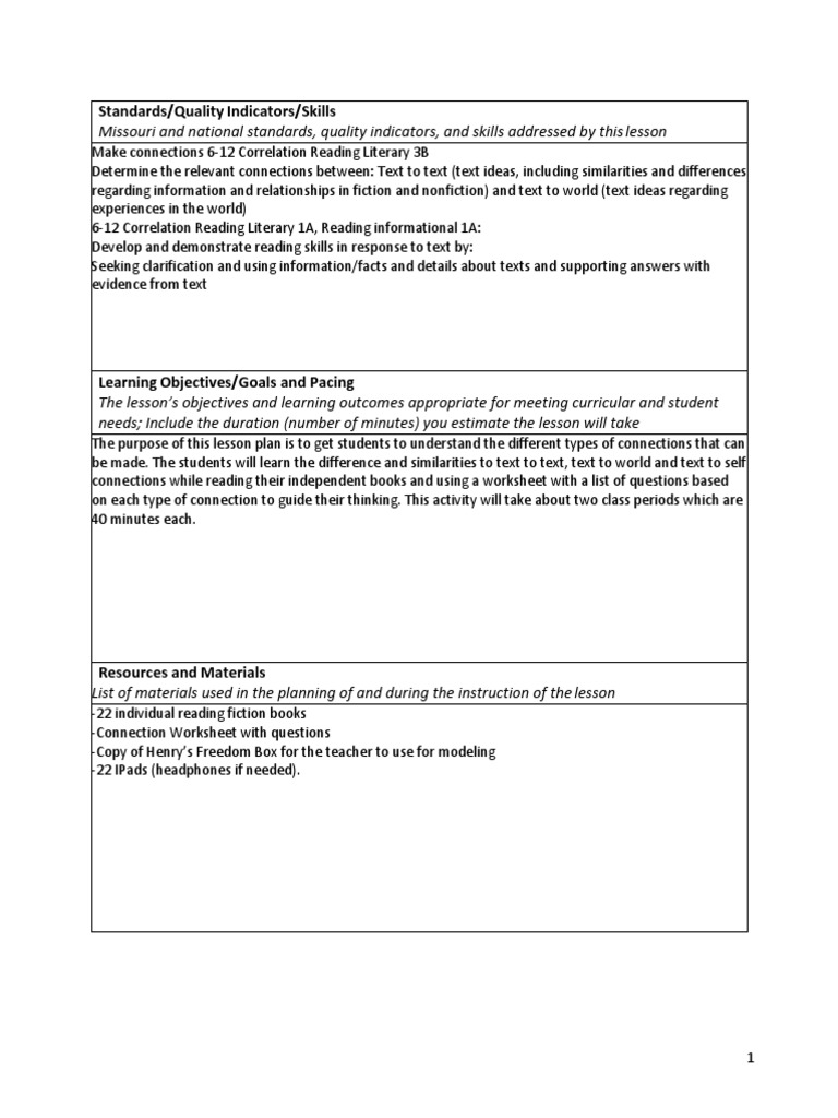 Henrys freedom box connection pdf lesson plan learning