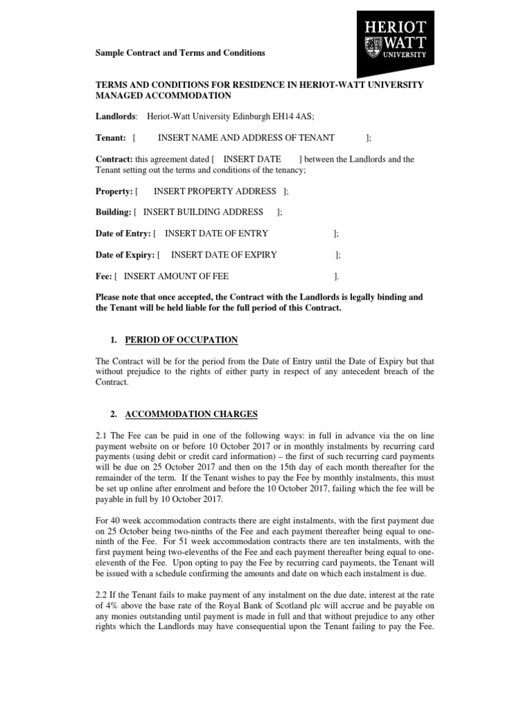 Accommodation - Contract PDF | Download Free PDF | Leasehold Estate ...