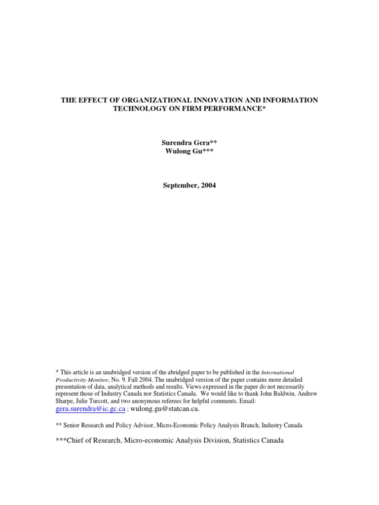 The Effect of Organizational Innovation and Information Technology On ...