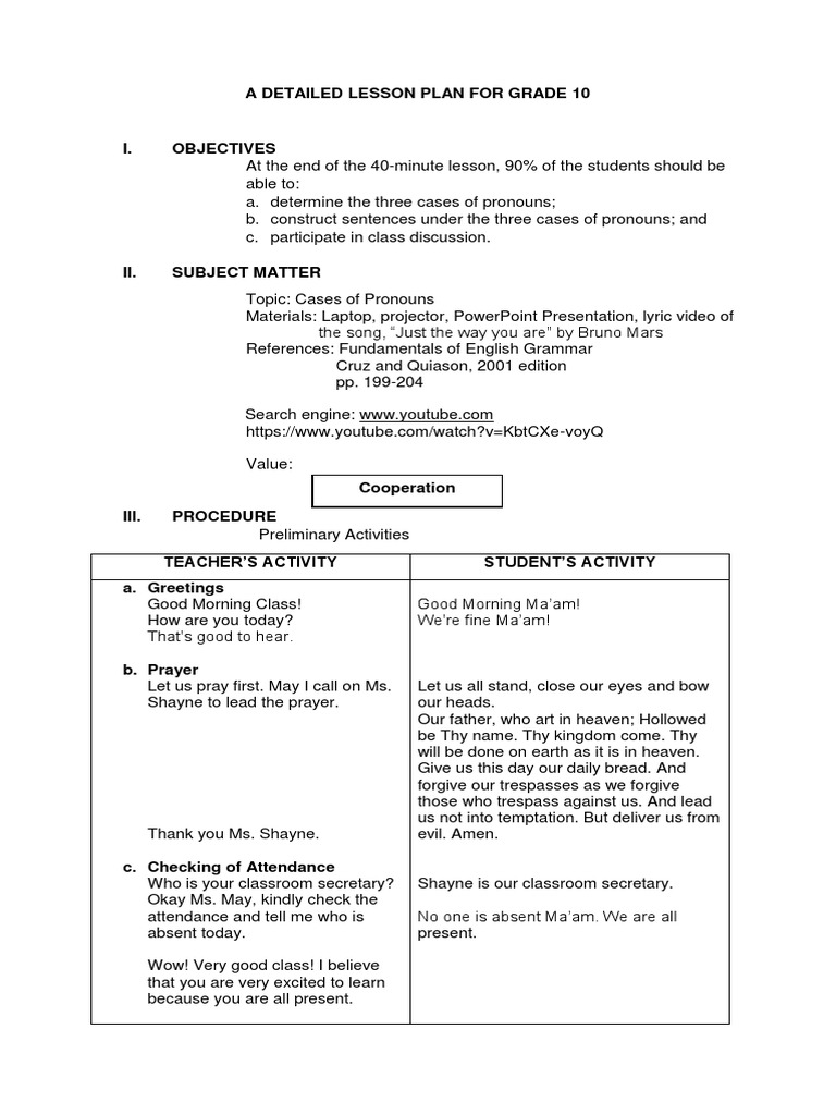 a-detailed-lesson-plan-for-grade-10-4-cases-of-pronouns-object