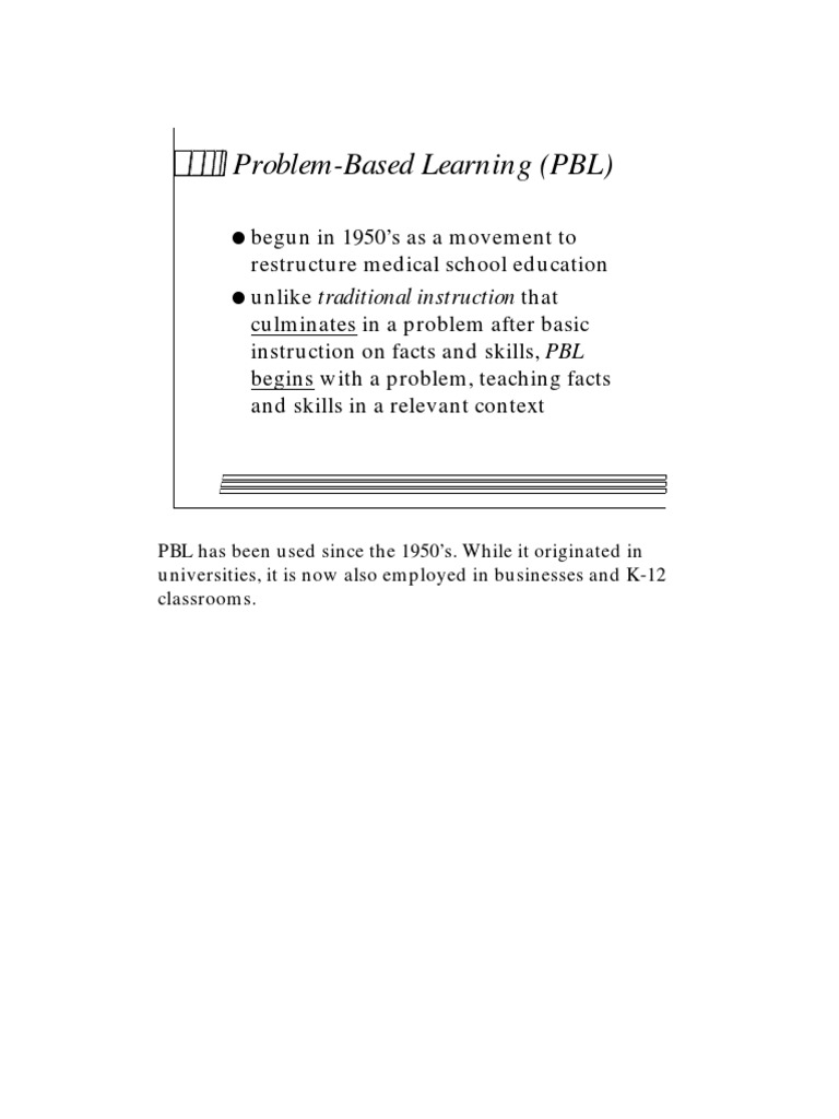Problem-Based Learning (PBL) | PDF | Psychology | Cognition