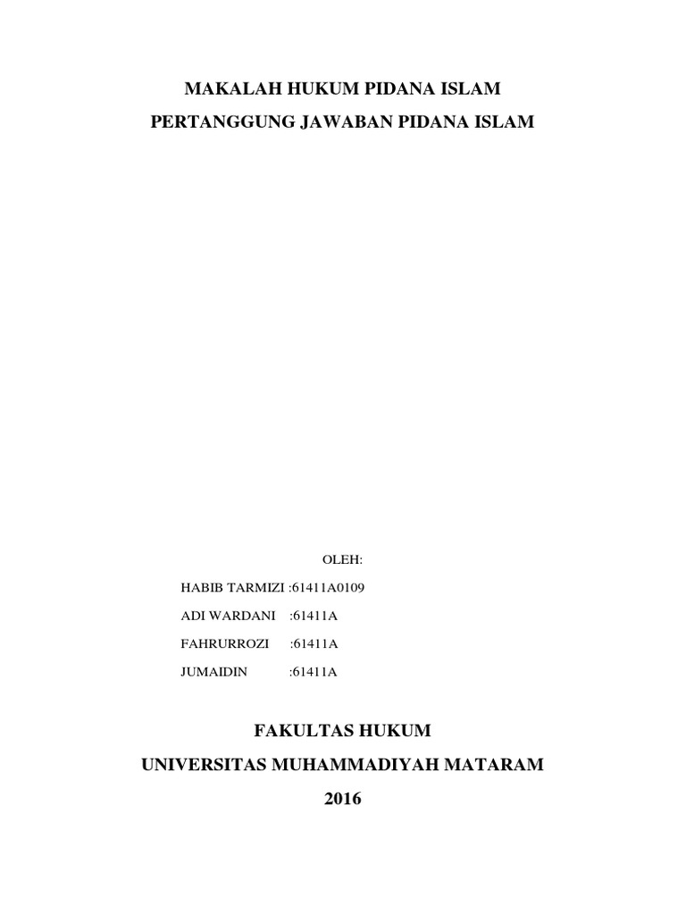 Makalah Hukum Pidana Islam