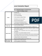 Course Evaluation Report: Course: Marketing Strategies & Value Innovation Faculty: M. Ekhlaque Ahmed