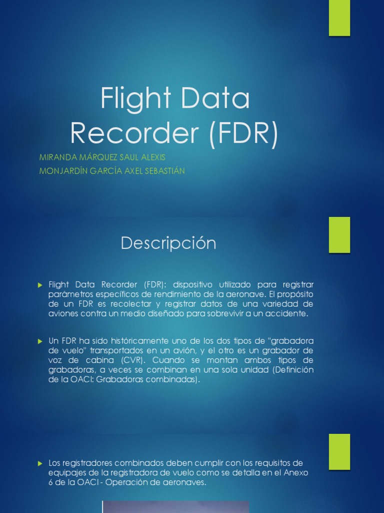 Flight Data Recorder (FDR) PDF Avión Aviación