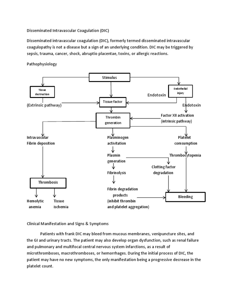 Disseminated Intravascular Coagulation Pathophysiology