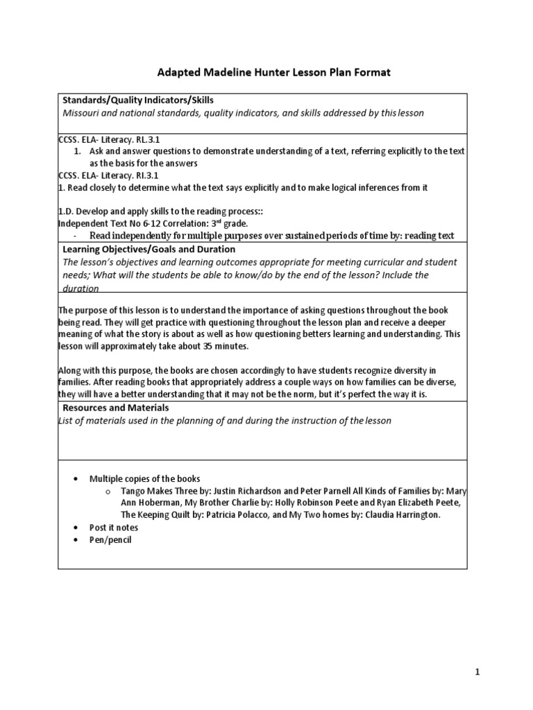 3rd Grade Questioning Lesson Plan | PDF | Lesson Plan | Understanding