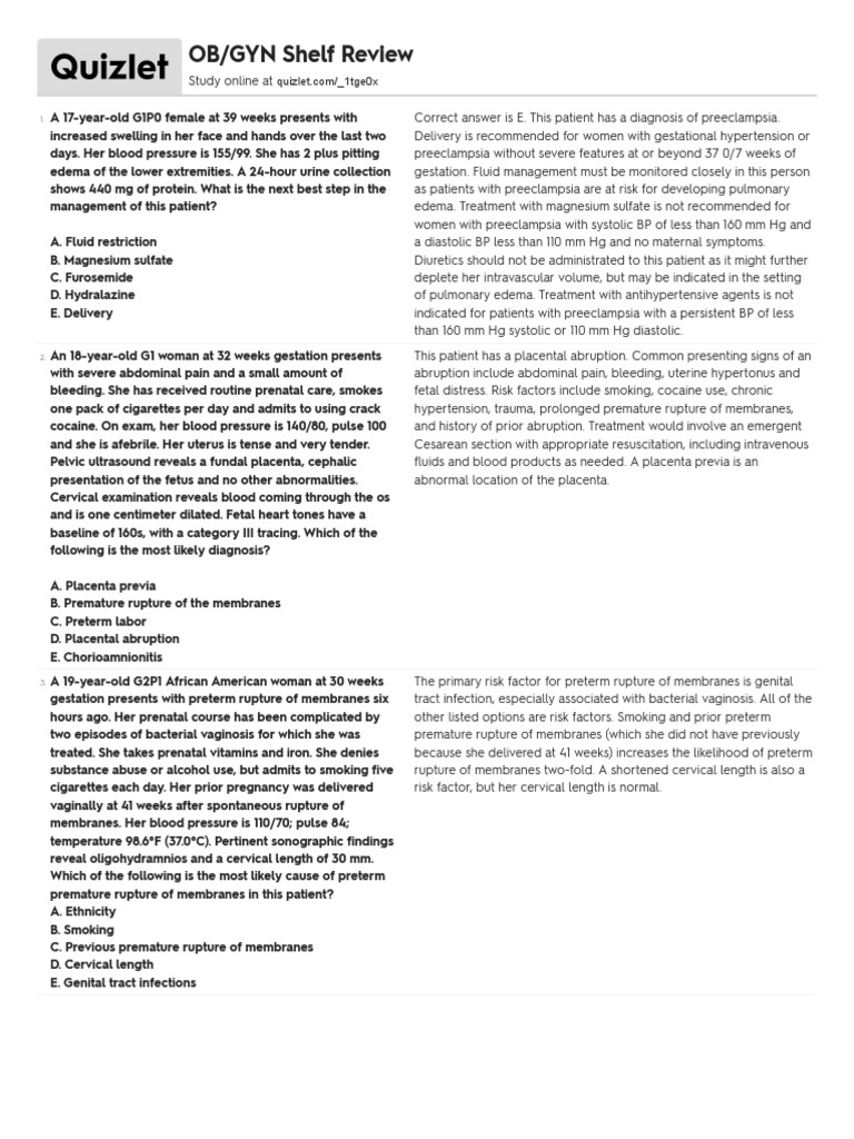 Gyn Qs | PDF | Preterm Birth | Menopause