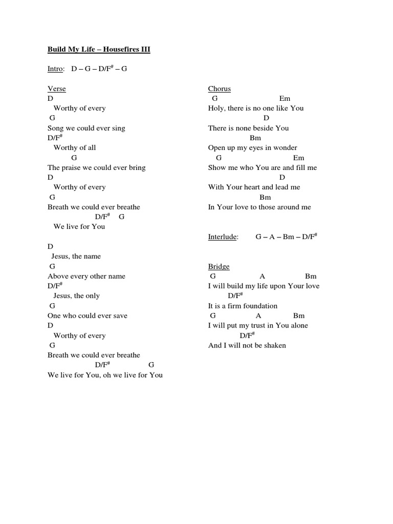 build my life lyrics pdf