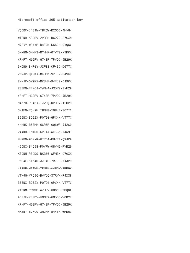 Microsoft office 365 activation key.txt
