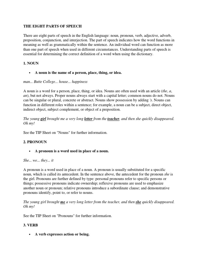 Understanding the Eight Parts of Speech | PDF | Noun | Part Of Speech