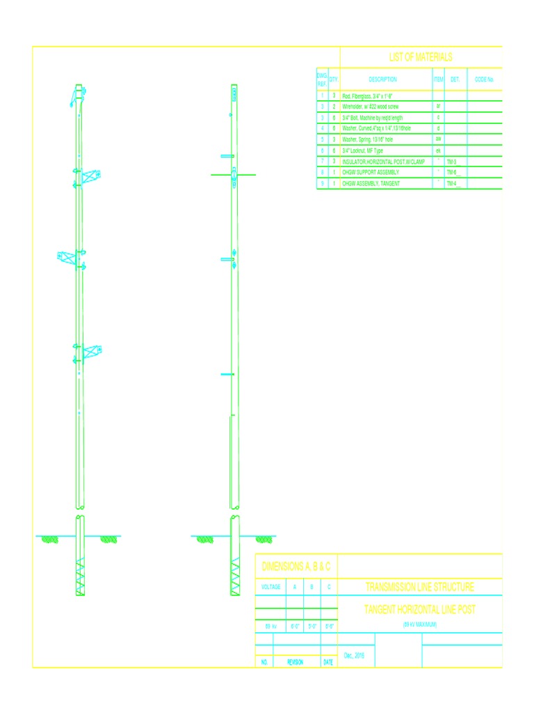 List of Materials: Dwg. Ref. Qty. Description Item Det. Code No. 1 3 3 ...