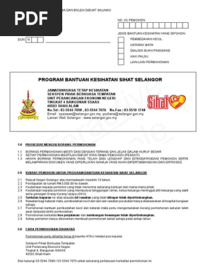 Borang Bantuan Kesihatan Sihat Selangor 2014 Pdf