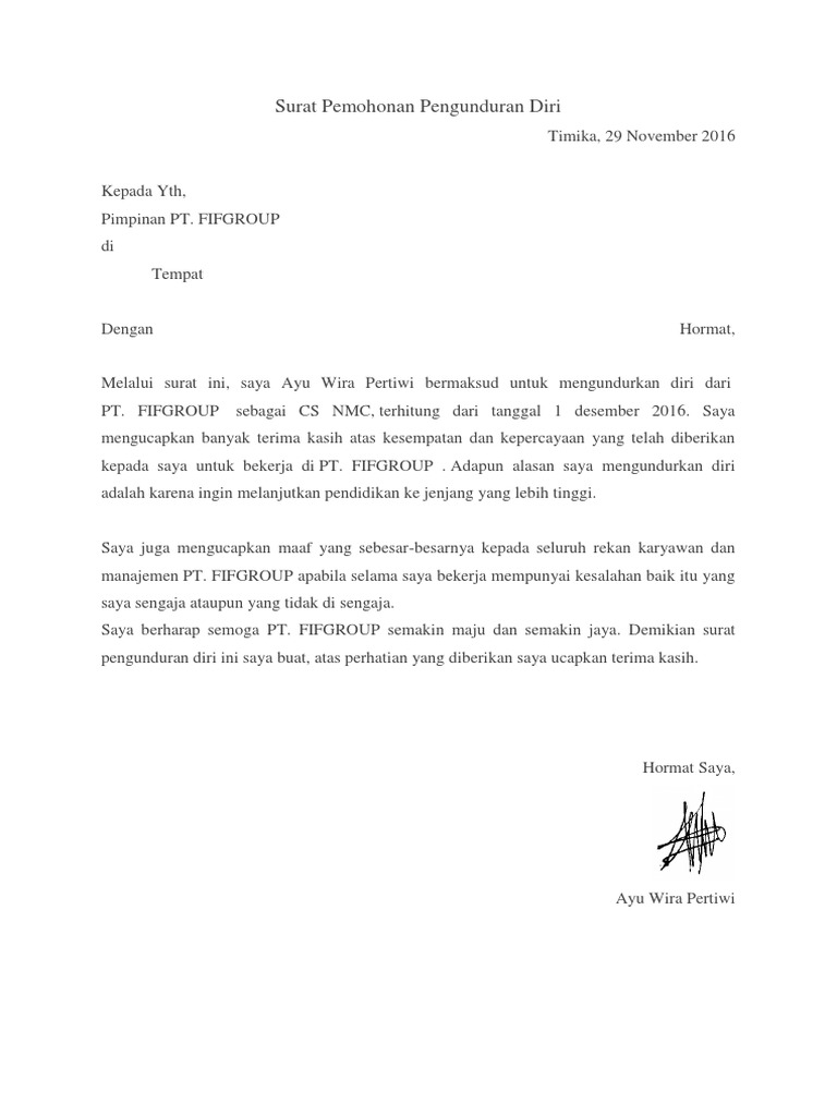 Surat Pengunduran Diri Slade Morrison