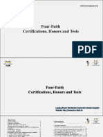 Four Faith Certifications, Honors and Tests