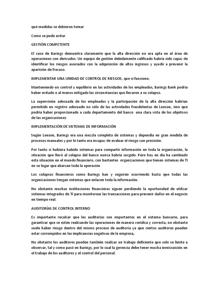 Caso Barings Descargar gratis PDF Bancos Información