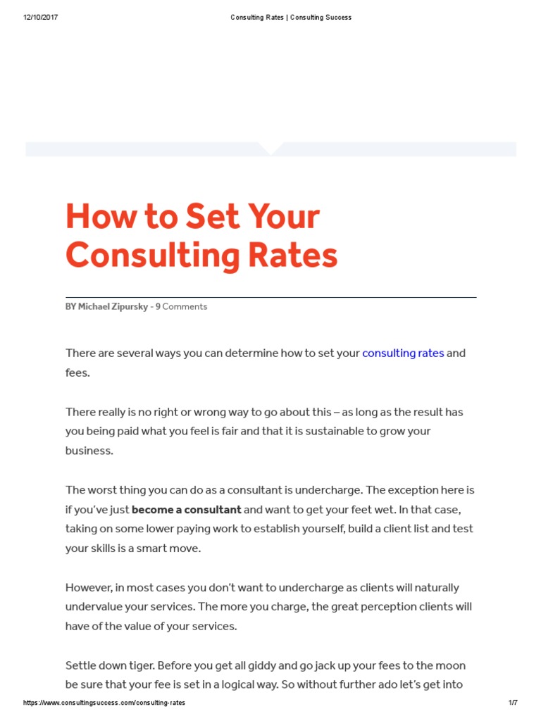 Setting Your Consulting Rates | PDF | Social Security (United States ...
