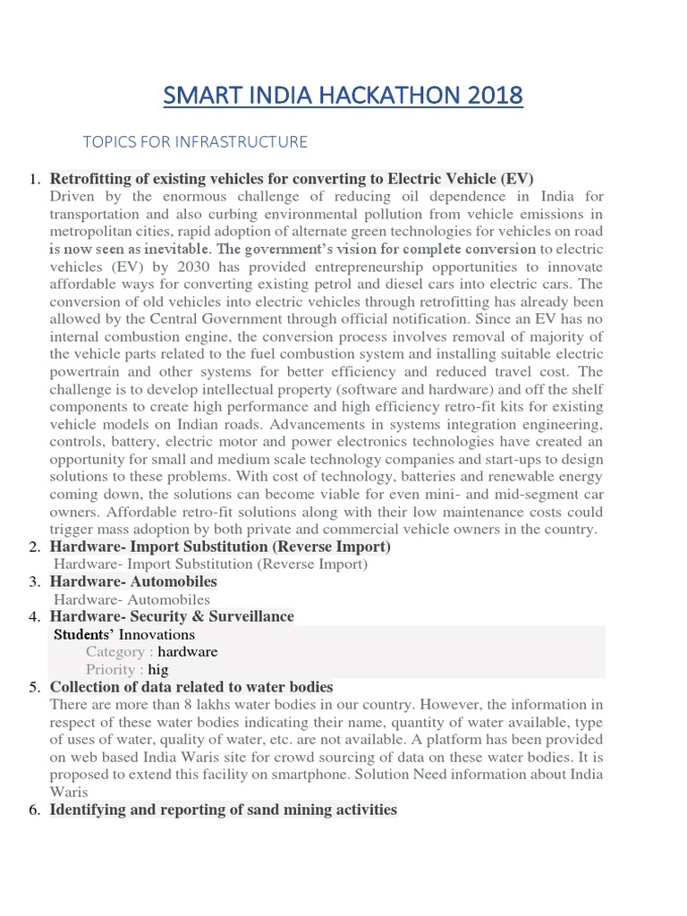Smart india hackathon problem description download free pdf water