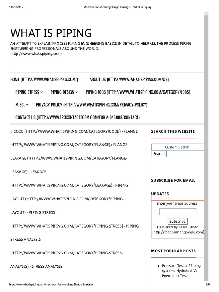 Methods For Checking Flange Leakage What Is Piping PDF Plumbing
