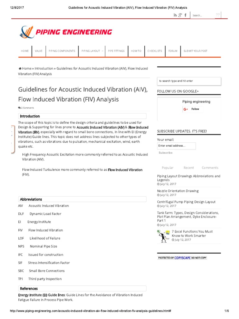 Guidelines For Acoustic Induced Vibration & Flow Induced Vibration | PDF