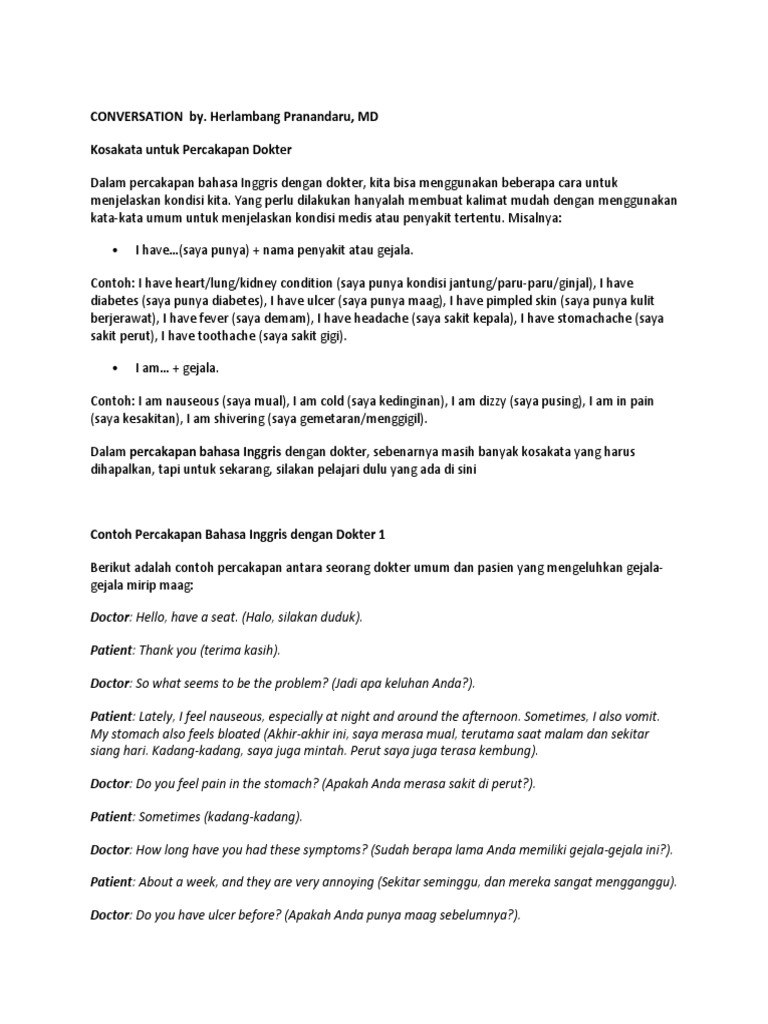 Conversation By Herlambang Pengobatan Diagnosa Medis