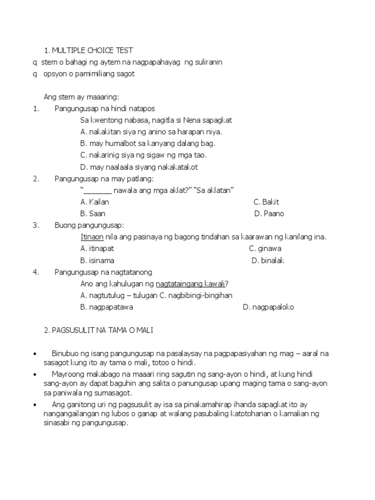 Uri NG Pagsusulit | PDF