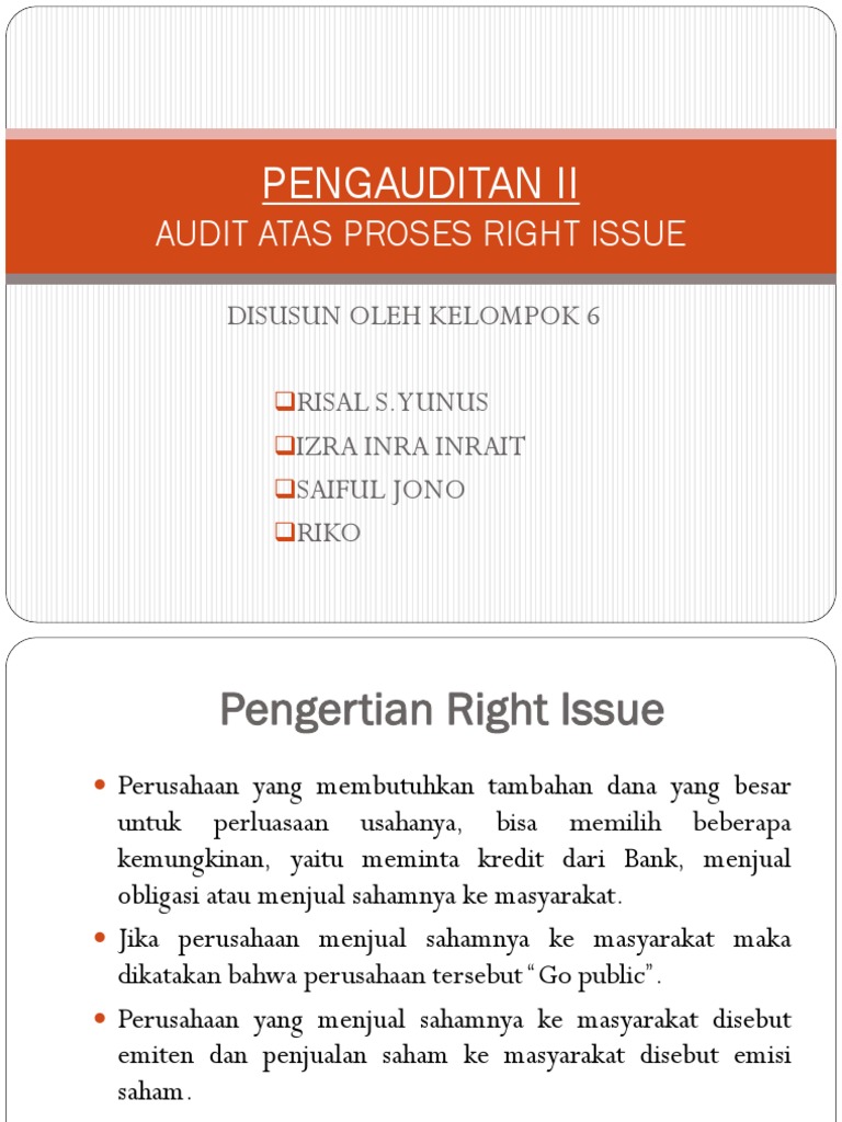 Right Issue | PDF | Pengelolaan Keuangan & Uang