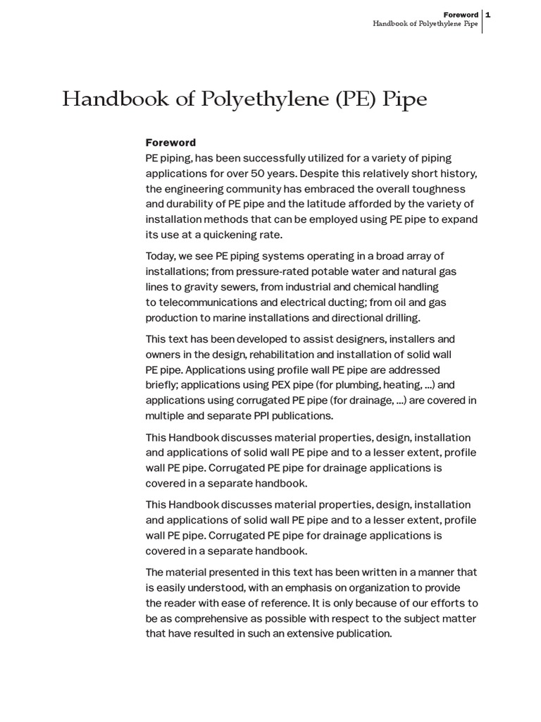 Plastics Pipe Institute Handbook of Polyethylene Pipe PDF Pipe (Fluid Conveyance) Buckling