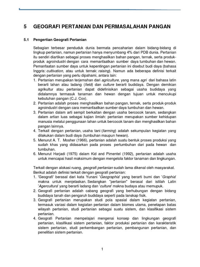 5. Geografi Pertanian Dan Permasalahan Pangan