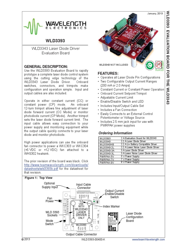 WLD3343 Laser Diode Driver Evaluation Board PDF Power Supply Diode