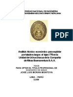 Análisis Técnico Económico para Explotar Por Taladros Largos El Tajeo 775 en La Unidad de Uchucchacua de La Compañía de Minas Buenaventura S. A. A