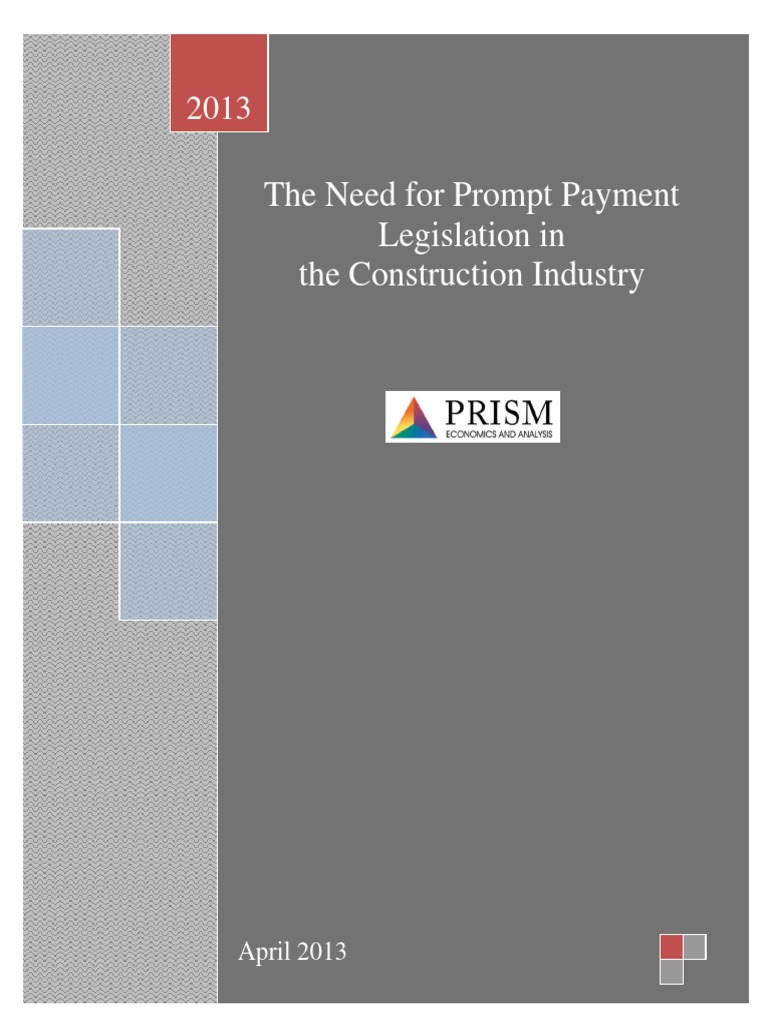 Prism Economics Prompt Payment Report 2013 PDF Lien General