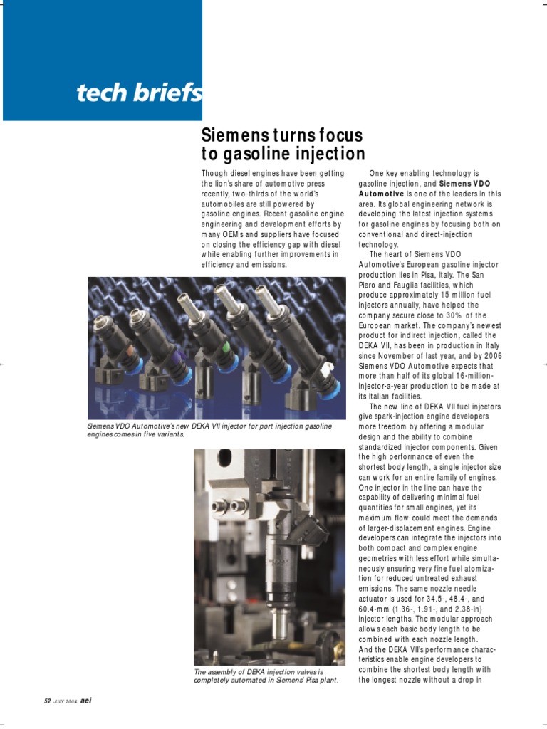 Siemens Turns Focus To Gasoline Injection: Automotive Is One of The ...