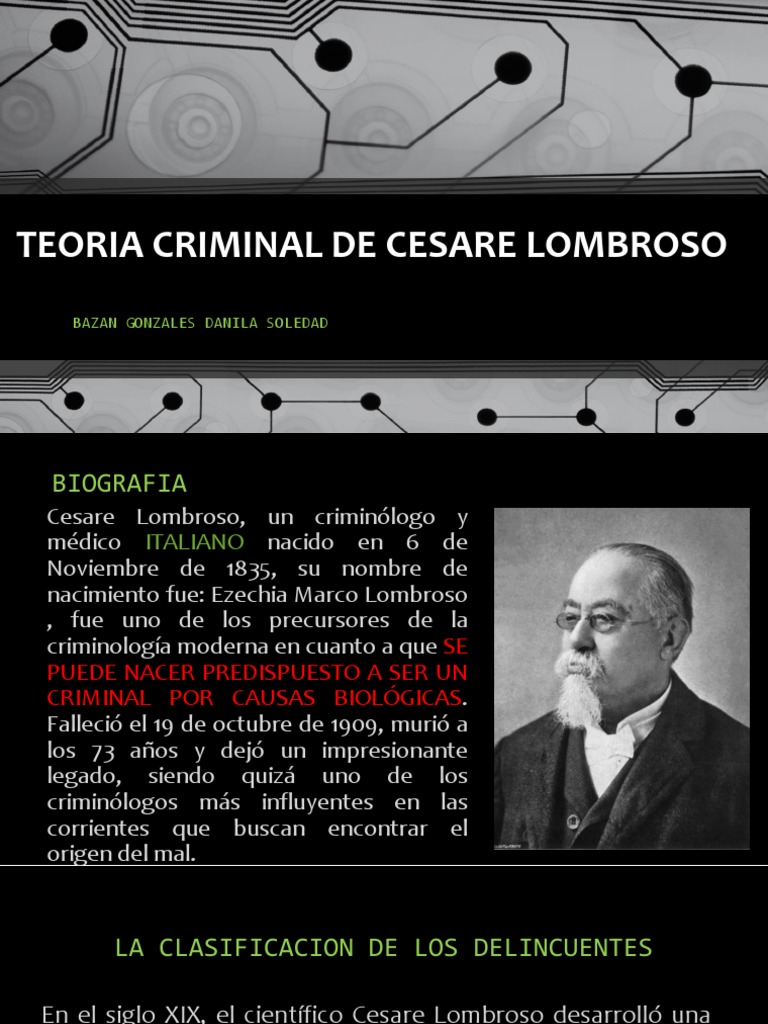 Teoria Criminal de Cesare Lombroso Delito Criminología