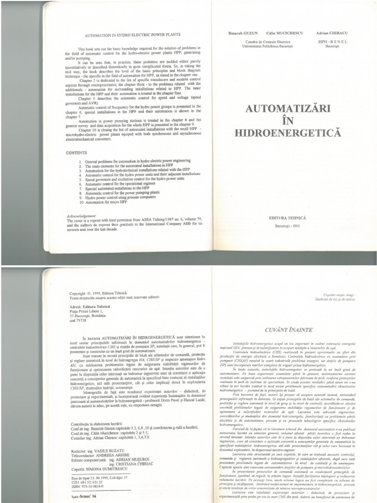 8 Automatizari In Hidroenergetica Basarab Guzun 1995