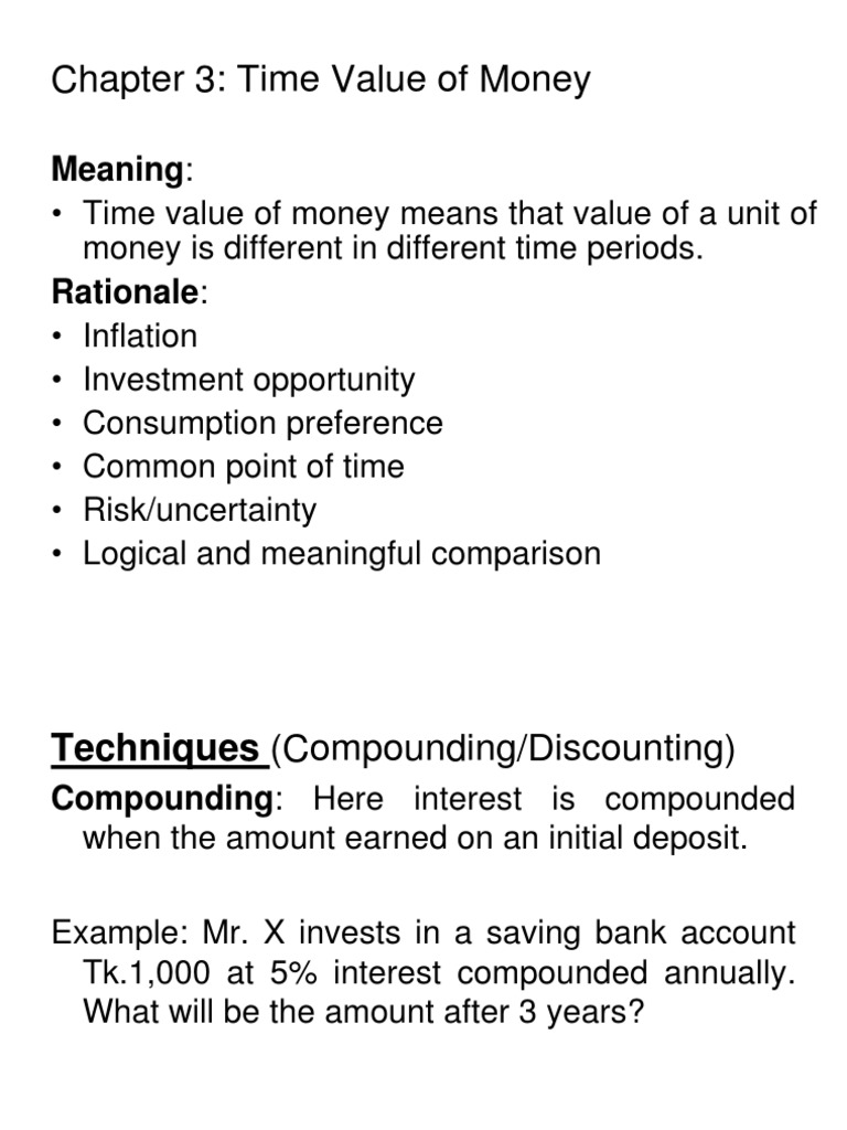 Chapter 3 Time Value Of Money Present Value Discounting - 