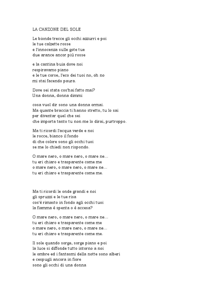 La Canzone Del Sole | PDF