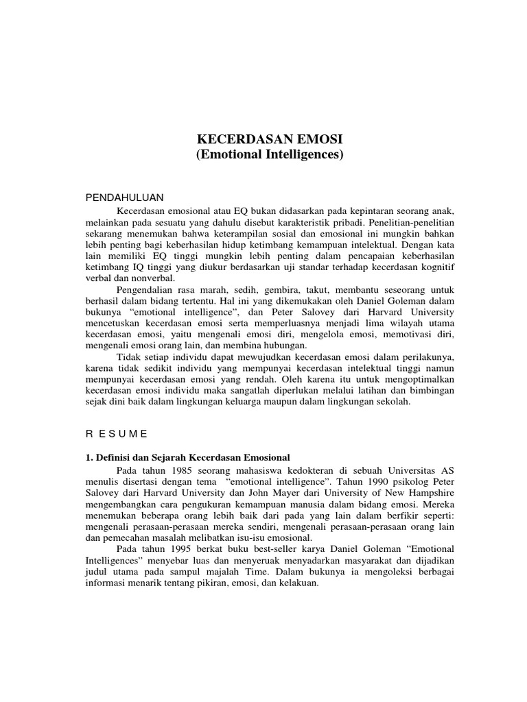 Kecerdasan Emosi PDF | PDF