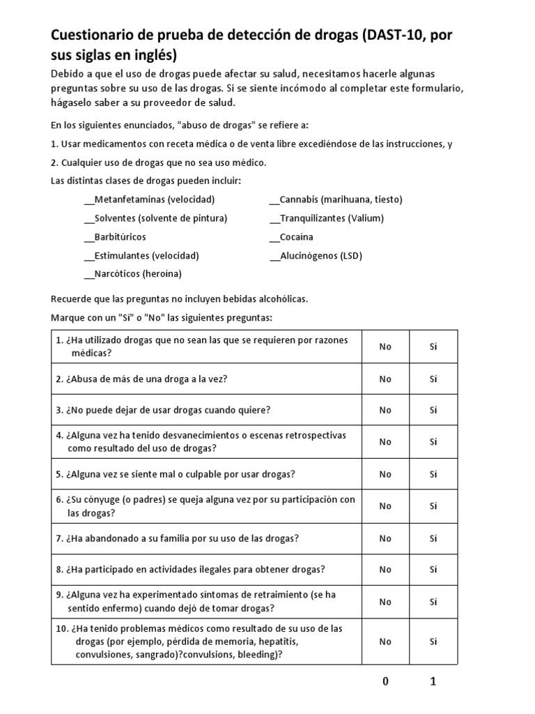 Test Dast | PDF | Drogas | La dependencia de sustancias
