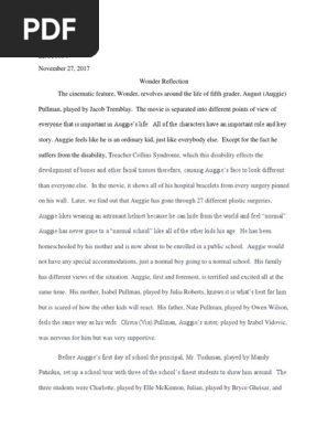 reflective essay on wonder