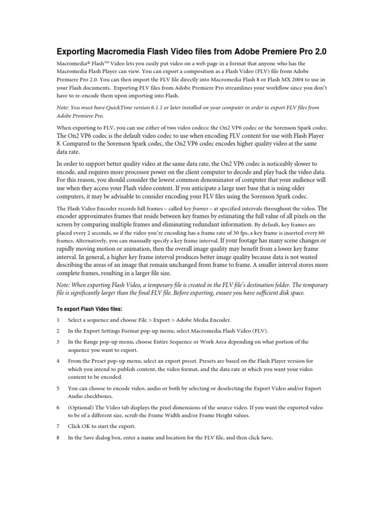 How To Export Flv Files Pdf Adobe Flash Video