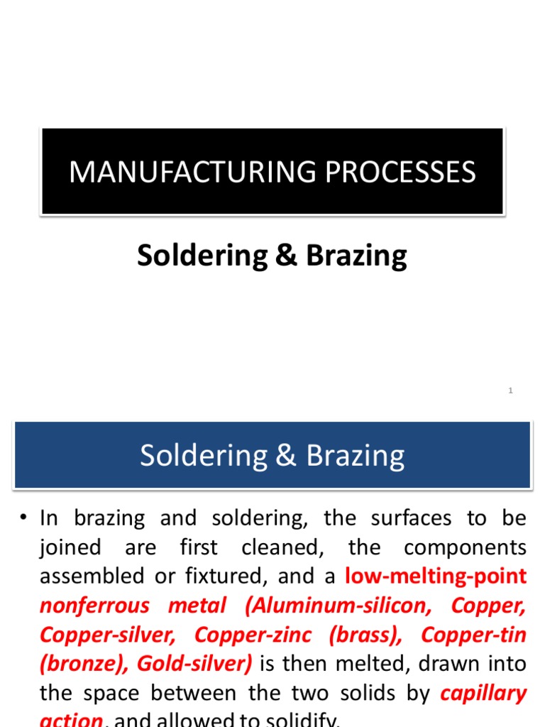 Manufacturing Processes Soldering & Brazing PDF Soldering Metals